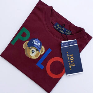 PL - Kids 'Burgundy' Polo Printed T-Shirt PL784
