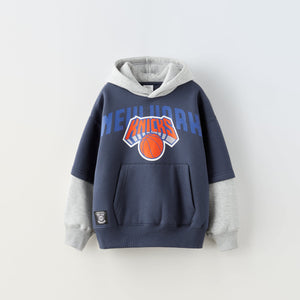 ZR - Kids 'Navy' New York Knicks Nba Hoodie With Double Sleeves ZR535