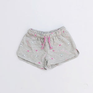 MO - Girls 'Grey' Printed Cotton Terry Shorts MO741