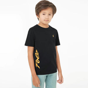 PL - Kids 'Black' Iconic Polo T-Shirt PL853