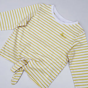 IN - Girls 'Yellow' Striped Love Organic Cotton Full Sleeve T-Shirt IN253