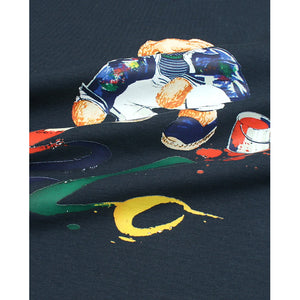 PL - Kids 'Navy' Bear Polo Printed T-Shirt PL850