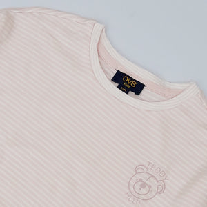OVS - Girls 'Pink' Striped Organic Cotton Full Sleeve T-Shirt OVS252