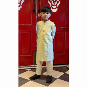 Kids 'Mint Green' Plain Cotton Kurta K10