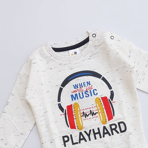 LB - Kids 'Off White' Printed Terry Sweatshirt LB609