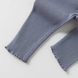 ZR - Girls 'Purple' Waffle Texture Lettuce Edge Legging ZR455