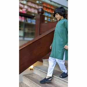 Kids 'Green' Plain Cotton Kurta K08