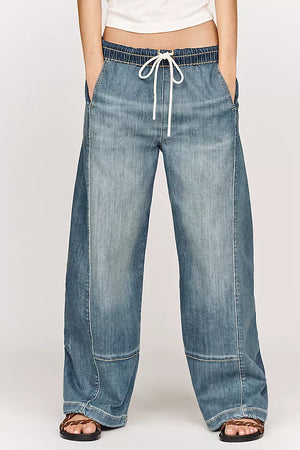 The Izzie Relaxed Full-Length Pull-On Barrel Jeans