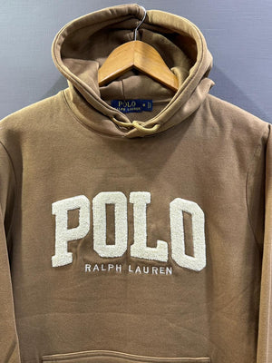 RALPH LAUREN APPLIQUE LOGO HOODIE BROWN