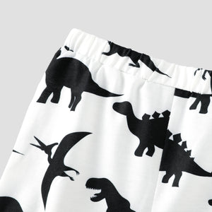 PP-2pcs Baby Boy Dinosaur Print Sleeveless Hoodie And Shorts Set PP44