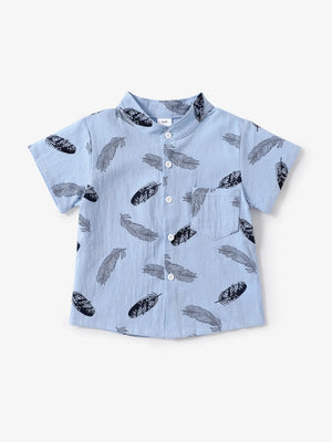 BS-2pcs Toddler Kid's Cartoon Feather Pattern Casual Summer Set, Short Sleeve Shirt & Shorts, Baby Boy's Clothe BS55