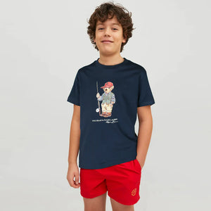 PL - Kids 'Navy' Polo Bear Printed T-Shirt PL787