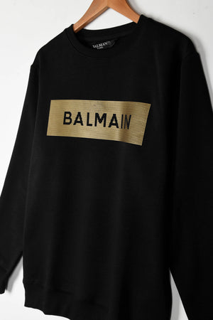 BALMAIN GOLD LOGO SWEATSHIRT (BLACK)
