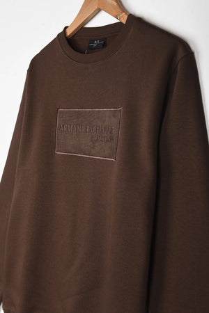 ARMANI SUEDE PATCH FLEECE SWEATSHIRT