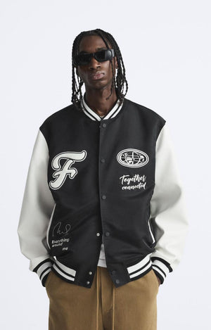 ZR-Men's 'Black' BOMBER JACKET WITH CONTRAST PATCHES