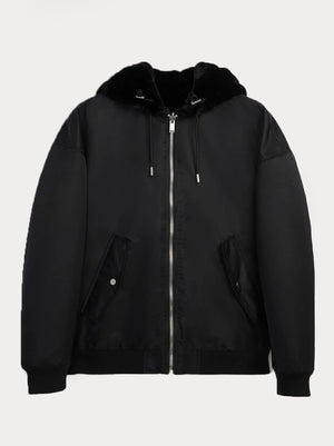 ZA-Men's 'Black' Reversible Black Bomber Jacket ZR-024