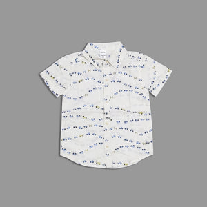 CR - Kids 'White' Car Printed Short Sleeve Causal Shirt CR134