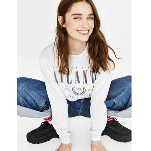 BERSHKA-'Grey'ATLANTA Printed Sweatshirt BR775 (4182042345557)