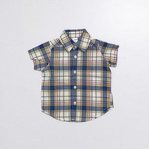 CR - Kids 'Blue' Toddler Plaid Poplin Short Sleeve Causal Shirt CR135