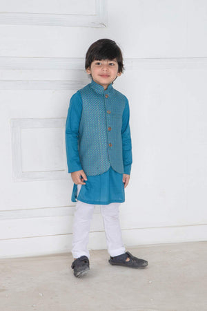 WC - Kids 'Steel Blue' Embroidery Waist Coat WC7