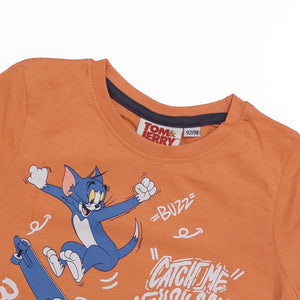 TO - Kids 'Orange' Tom & Jerry Printed Cotton T-Shirt TO163