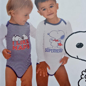 PEANUTS - Boys 'Blue & White' snoopy printed full sleeve Pack of two rompers PN160 (2670596587605)