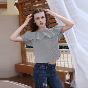 Z.E.E.B.R.A - Women 'Black' OffShoulder Short Sleeves Top Blouse ZR1077