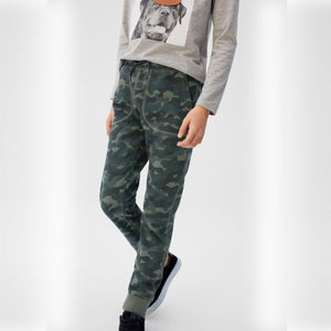 M.A.N.G.O - Kids 'Green' Camoflage Terry JoggerTrousers MNG1149