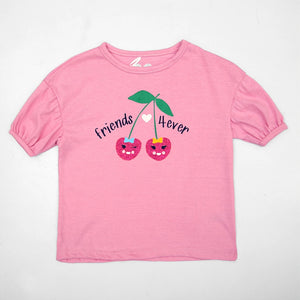 FS - Kids 'Pink' Cherry Graphic Premium Quality Soft Cotton 2PC Suit FS412