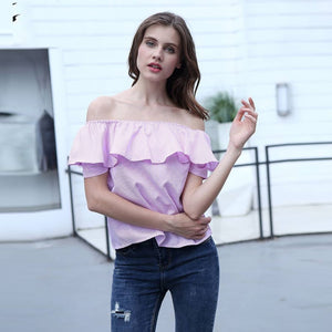 Z.E.E.B.R.A - Women 'Pink' OffShoulder Short Sleeves Top Blouse ZR1074