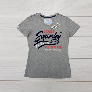 SUPER.DRY - Women 'Gray' Vintage Logo Mock Applique T-Shirt SD013