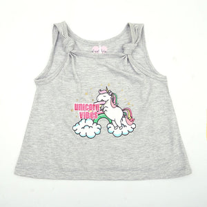 FS - Kids 'Grey' Unicorn Vibes Graphic Premium Quality Soft Cotton 2PC Suit FS413